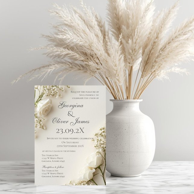 Convite Elegant Boho Floral Wedding Invitation (Criador carregado)