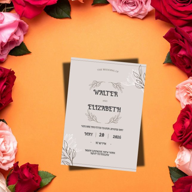 Convite Elegant Boho Minimalist Floral Wedding Invitation (Criador carregado)