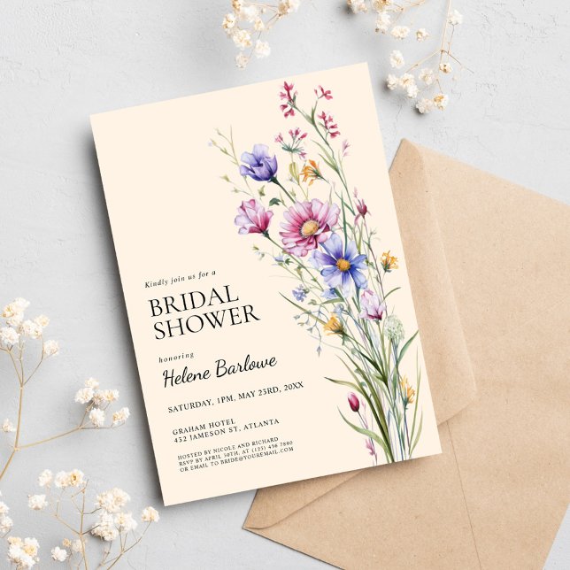 Convite Elegant Boho Rustic Wildflower Chá de panela (Elegant Boho Rustic Wildflower Bridal Shower Invitation)