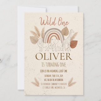 Convite Elegant Boho Safari Wild One 1st Birthday