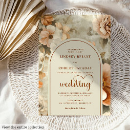 Convite Elegant Boho Terracotta Ivory Sage Floral Wedding 