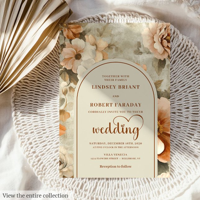 Convite Elegant Boho Terracotta Ivory Sage Floral Wedding  (Elegant Boho Terracotta Ivory Sage Floral Wedding Invitation

)
