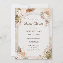 Convite Elegant Boho Tropical Pampas Grass Bridal Shower