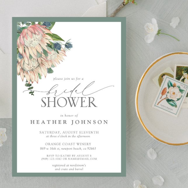 Convite Elegant Boho Watercolor Protea Bridal Shower Invit (Elegant Boho Watercolor Protea Bridal Shower Invitation!
)