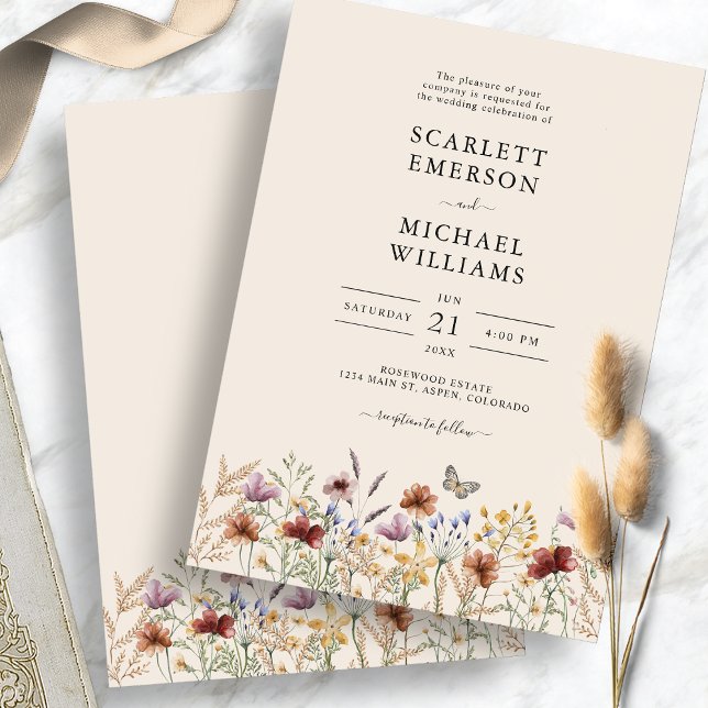 Convite Elegant Boho Wedding (Elegant Boho Wedding Invitation
)