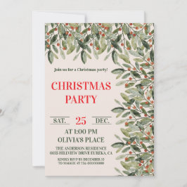 Convite Elegant Botanical Christmas Party Invitation