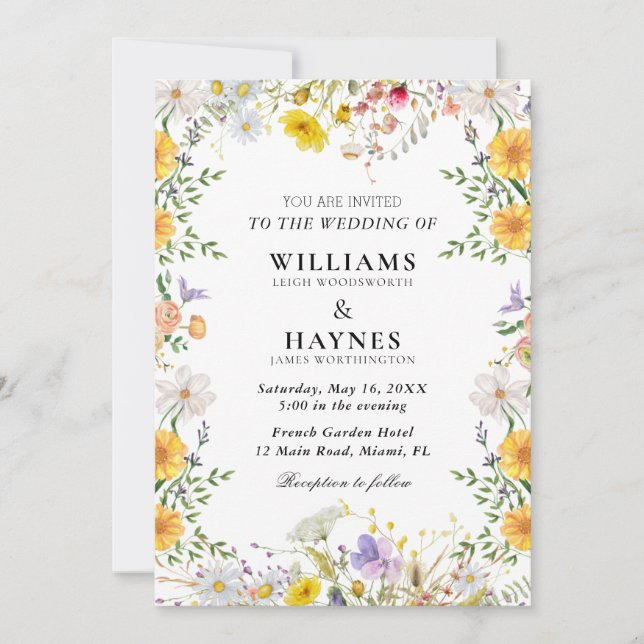 Convite Elegant Botanical Floral Greenery Wedding (Frente)