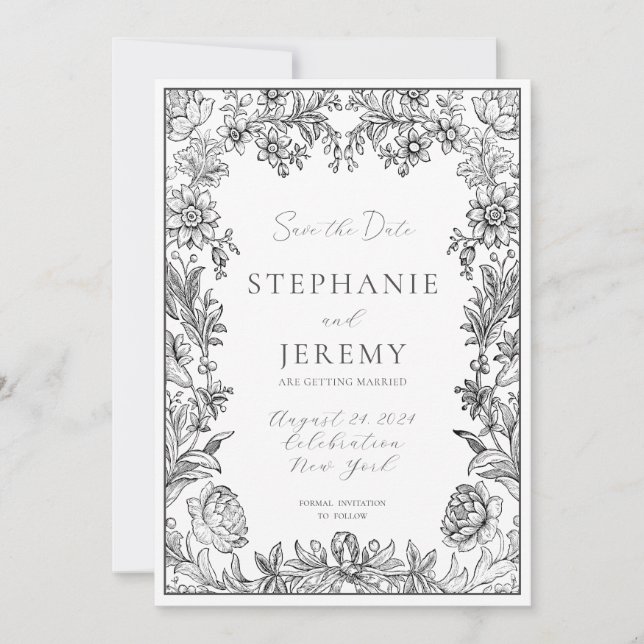 Convite Elegant Botanical Floral Save the Date Invitation (Frente)