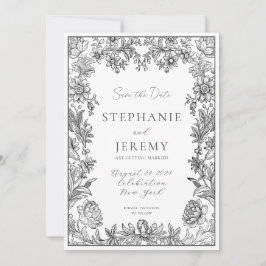 Convite Elegant Botanical Floral Save the Date Invitation