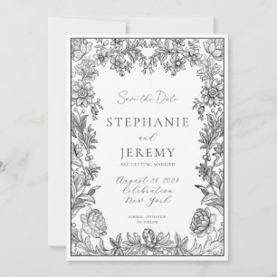 Convite Elegant Botanical Floral Save the Date Invitation