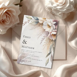 Convite Elegant Botanical Floral Wedding Invitation