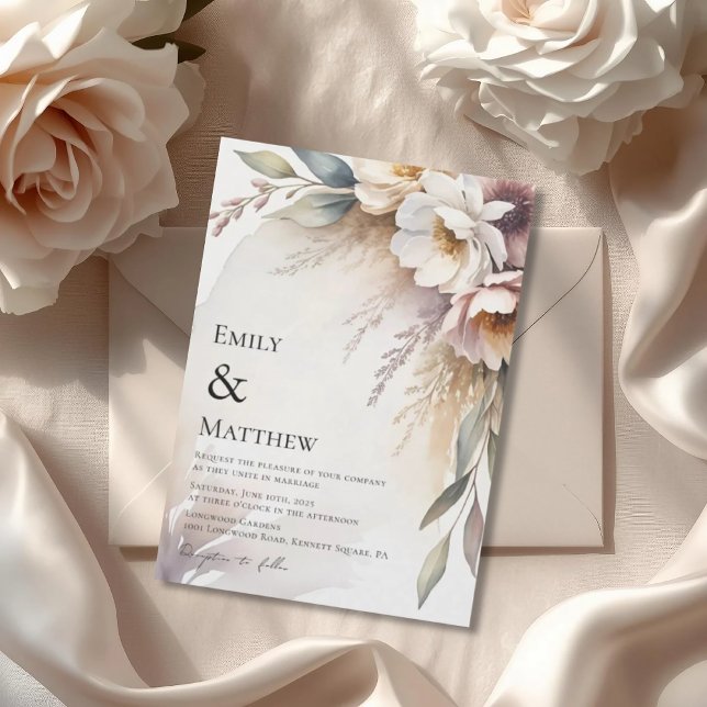 Convite Elegant Botanical Floral Wedding Invitation (Criador carregado)