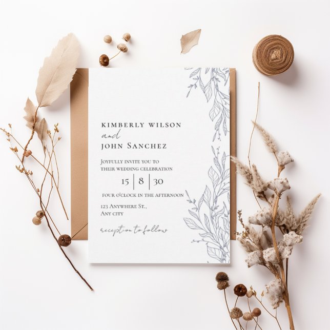 Convite Elegant Botanical Frame Wedding Invitation (Criador carregado)