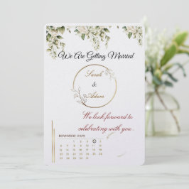 Convite  Elegant botanical gold frame save the date card