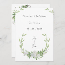 Convite Elegant Botanical Green Leaves Nature Invitation