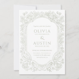 Convite Elegant Botanical Wedding | Heirloom Sage Invite
