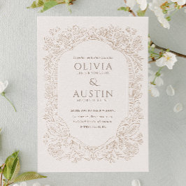 Convite Elegant Botanical Wedding | Heirloom Taupe