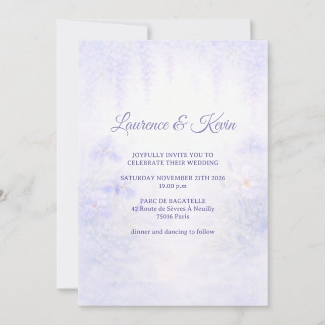 Convite Elegant Botanical Wedding Invitation (Frente)