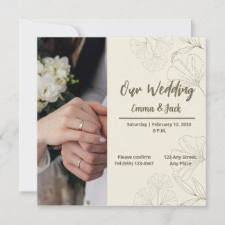 Convite Elegant Botanical Wedding Invitation