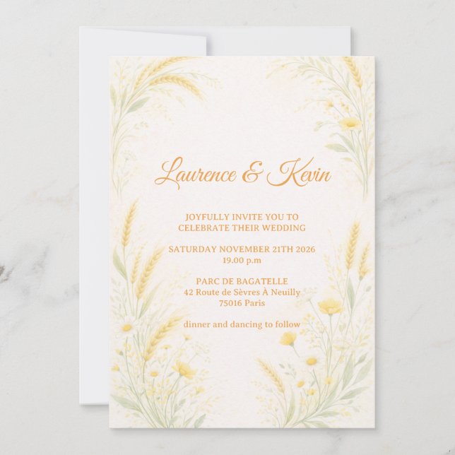 Convite Elegant Botanical Wedding Invitation (Frente)
