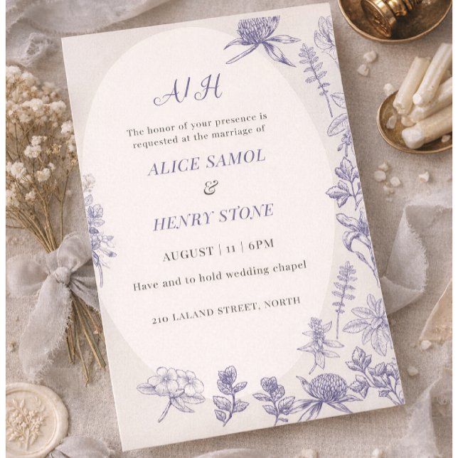 Convite Elegant Botanical Wedding Invitation Template (Criador carregado)