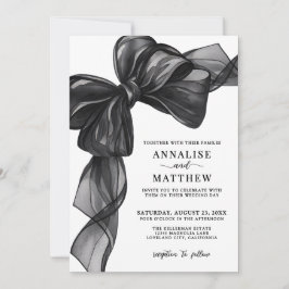 Convite Elegant Bow Black And White Wedding