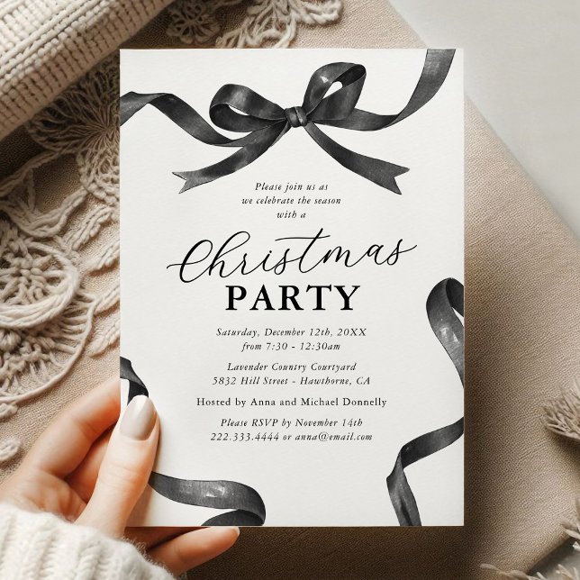 Convite Elegant Bow Christmas Holiday Party (Criador carregado)