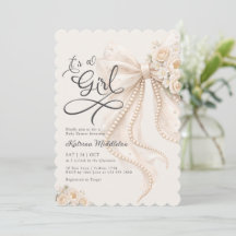 Elegant Bow Floral It's a Girl Baby Shower