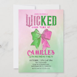 Convite Elegant Bow Wicked Girl Birthday Party