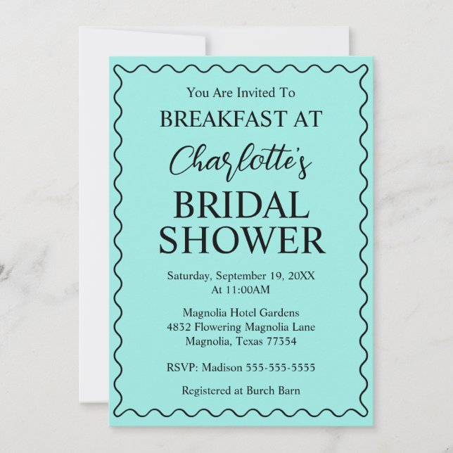 Convite Elegant Bride & Co. Bridal Shower Teal (Frente)