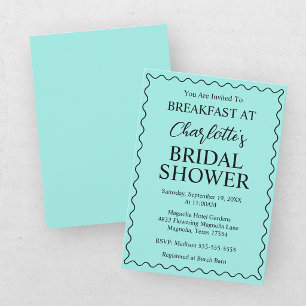 Convite Elegant Bride & Co. Chá de Noiva Azul-petróleo