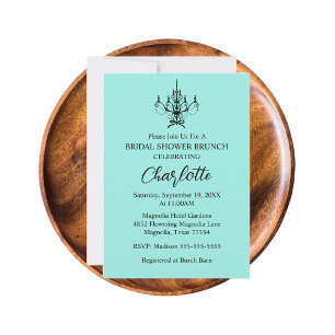Convite Elegant Bride & Co. Chá de Noiva Azul-petróleo