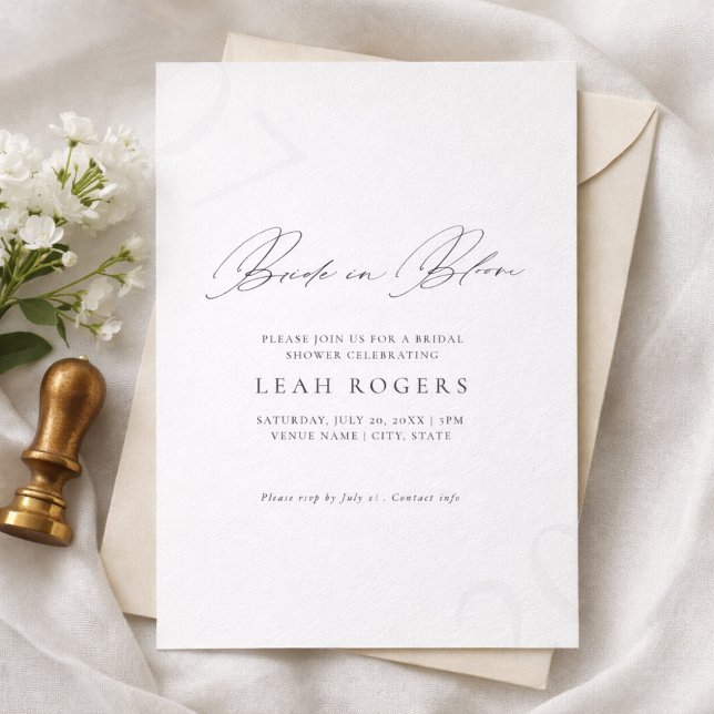 Convite Elegant Bride in Bloom Bridal Shower Invitation (Criador carregado)