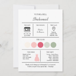 Convite Elegant Bright Pink Bridesmaid Information Card