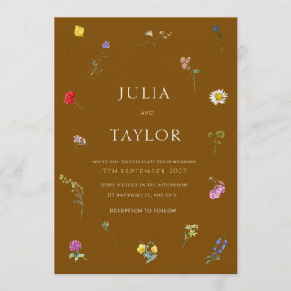 Convite Elegant Brown Wedding Invitation