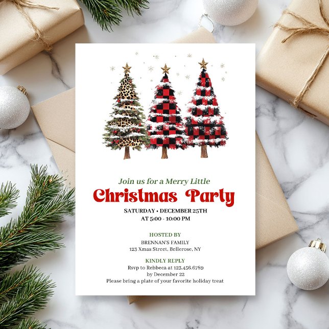 Convite Elegant buffalo plaid Christmas tree party invite (Elegant buffalo plaid Christmas tree party invite

)