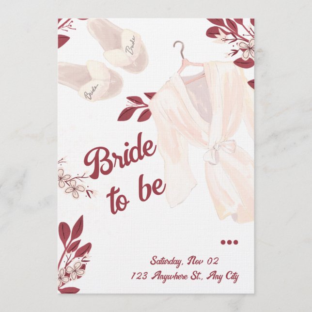 Convite Elegant Burgundy Bridal Shower Invite (Frente)