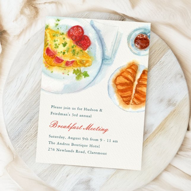 Convite Elegant Business Watercolor Breakfast Meeting (watercolour breakfast meeting invitation)