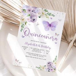Convite Elegant Butterfly Quinceañera Invitation