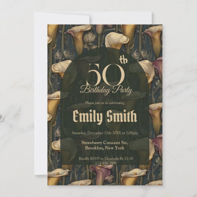 Convite Elegant Call Lilies Accent 80Th Birthday (Frente)