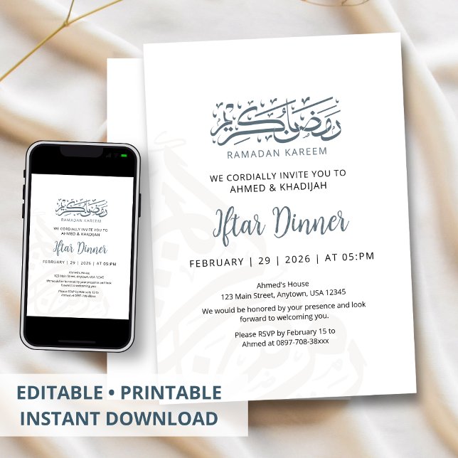 Convite Elegant Calligraphy Border Ramadan Iftar Dinner (Criador carregado)
