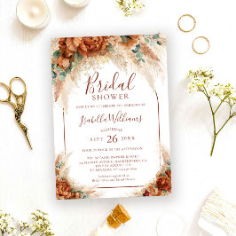 Convite Elegant Calligraphy Floral Boho Bridal Shower