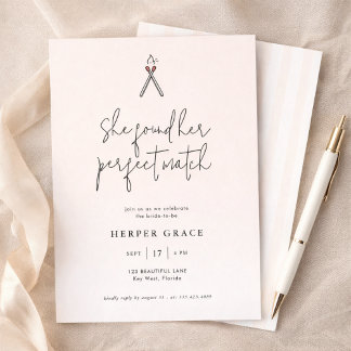 Convite Elegant Calligraphy Perfect Match Bridal Shower