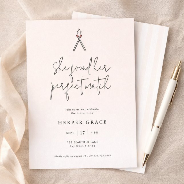 Convite Elegant Calligraphy Perfect Match Bridal Shower (Criador carregado)