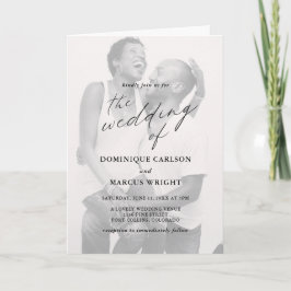 Convite Elegant Calligraphy Photo Modern Wedding