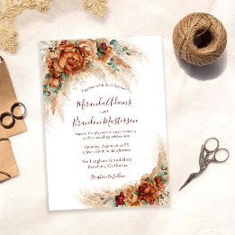 Convite Elegant Calligraphy Romantic Floral Boho Wedding
