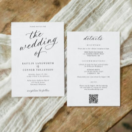 Convite Elegant Calligraphy Script All in One Wedding