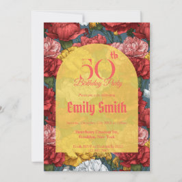 Convite Elegant Carnation Themed Milestone Birthday