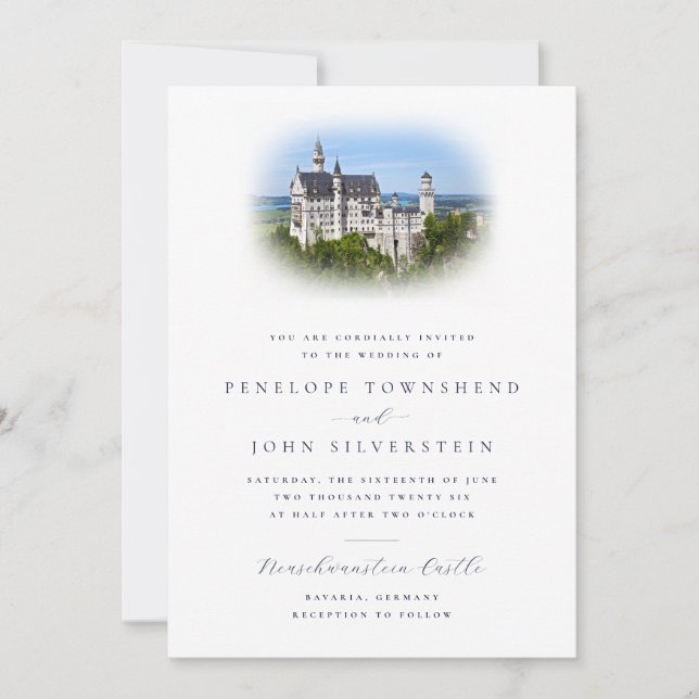 Convite Elegant Castle Photo Overlay Destination Wedding (Frente)