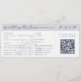 Convite Elegant Castle Plane Ticket Destination Wedding 
